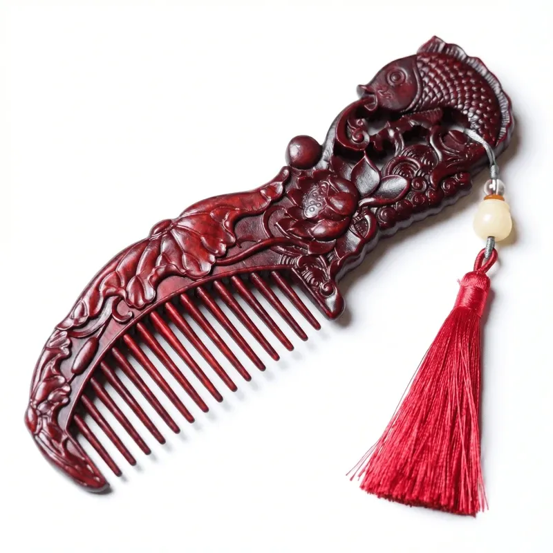 vintage-carved-sandalwood-fish-hair-comb