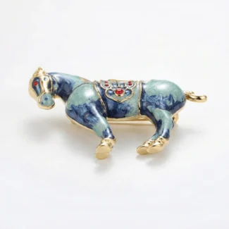 vintage-enamel-horse-brooch-gold