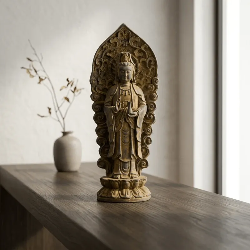 Bottle Style Iron Resin Guanyin Statue – Inner Peace, Protection & Zen Serenity-3