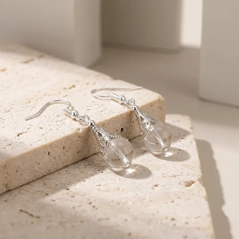 Clear Quartz Earrings for Mental Clarity & Spiritual Protection-4