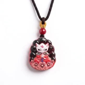 Imperial Cinnabar Fox Fairy Pendant - Protection & Romance