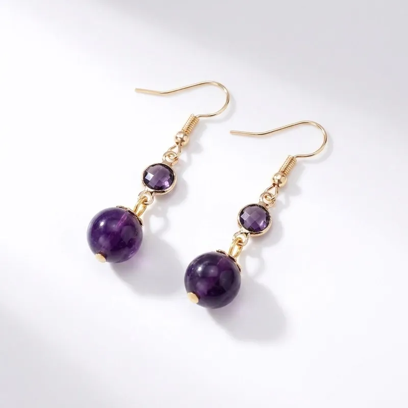 Natural Amethyst Drop Earrings for Wisdom & Tranquility