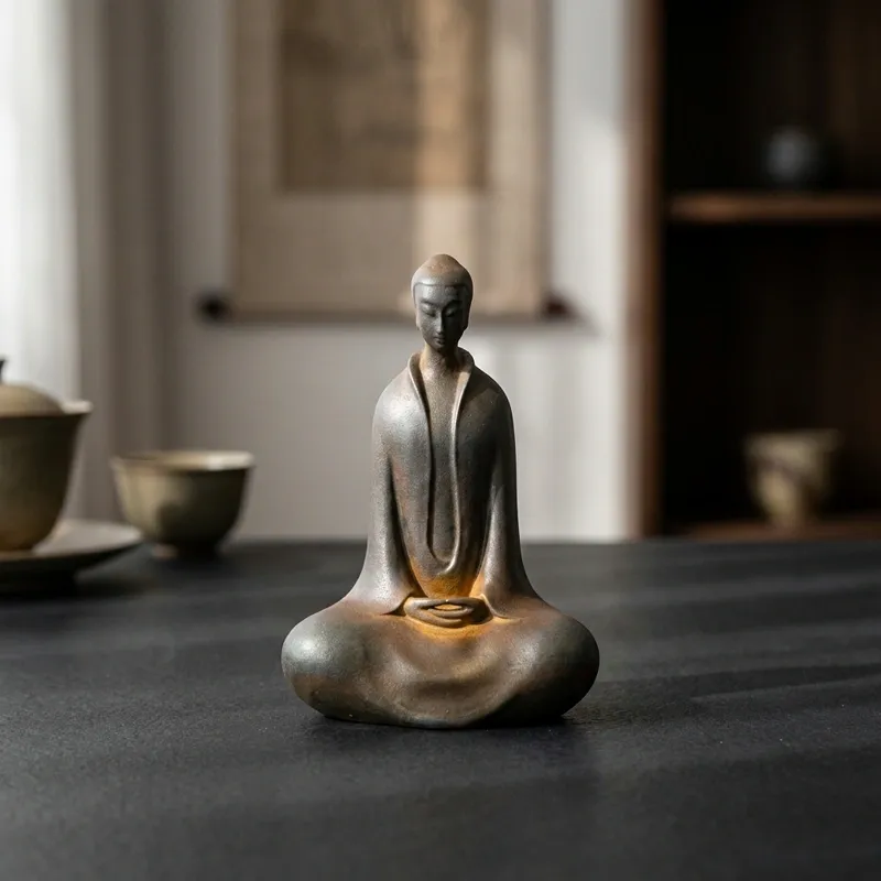 Natural Rust Iron & Resin Buddha Statue for Inner Peace & Zen Mindfulness-2