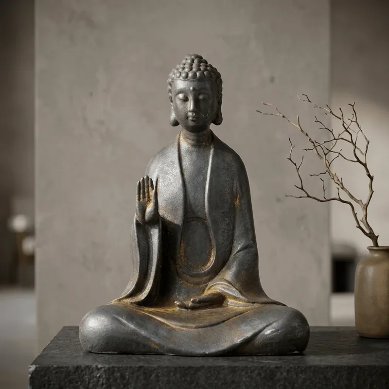 Natural Rust Iron & Resin Buddha Statue – Zen Serenity & Inner Peace-2