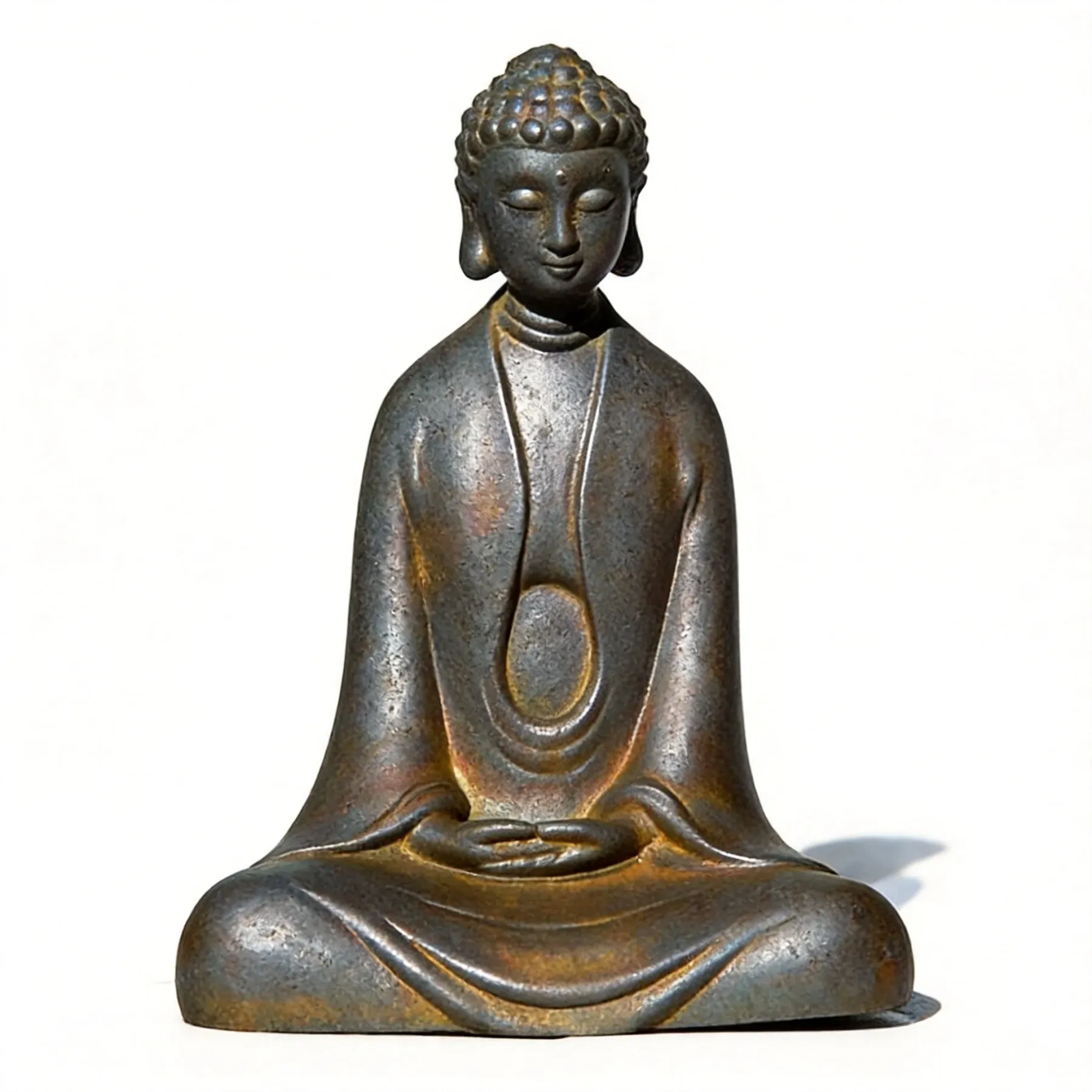 Natural Rust Iron & Resin Buddha Statue – Zen Serenity & Inner Peace-3