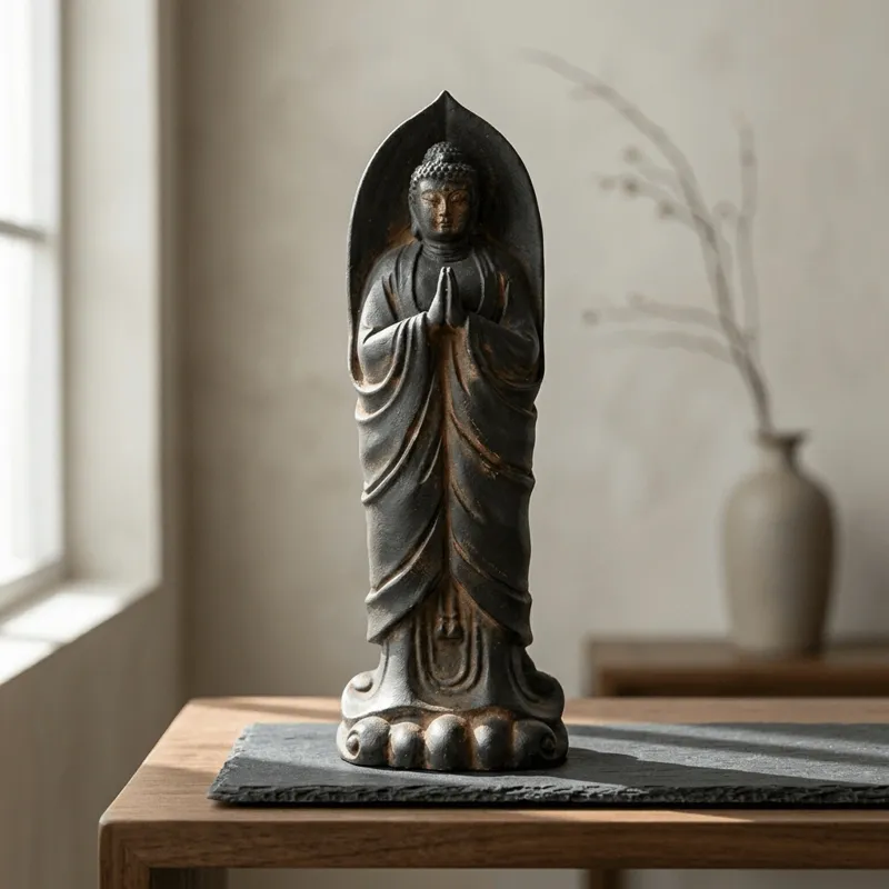 Natural Rust Iron Resin Buddha Statue – Zen Serenity & Spiritual Protection-2