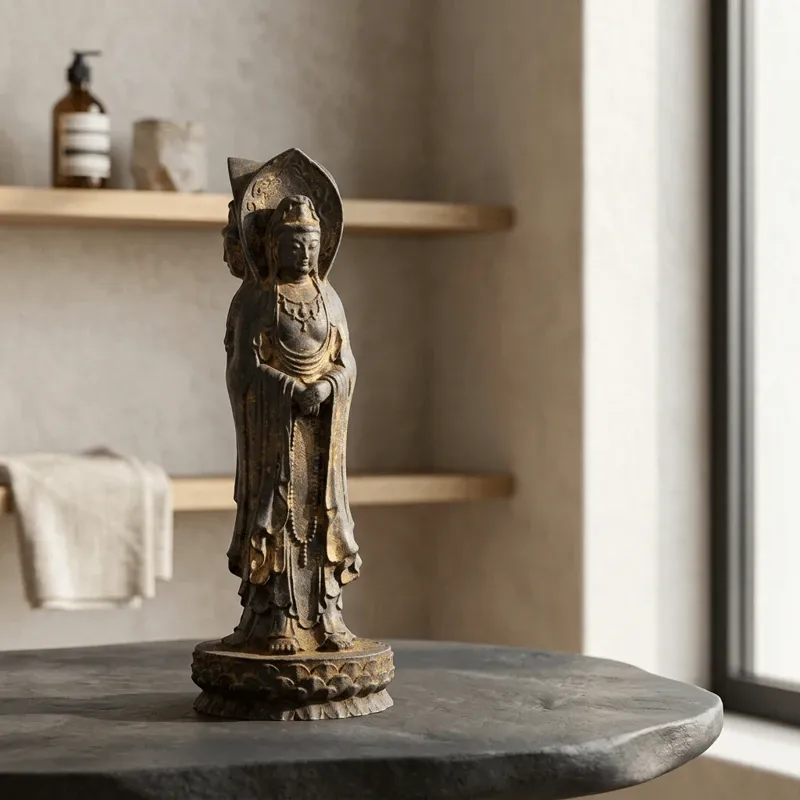 Natural Rust Iron Resin Guanyin Statue – Serenity, Protection & Inner Peace-2