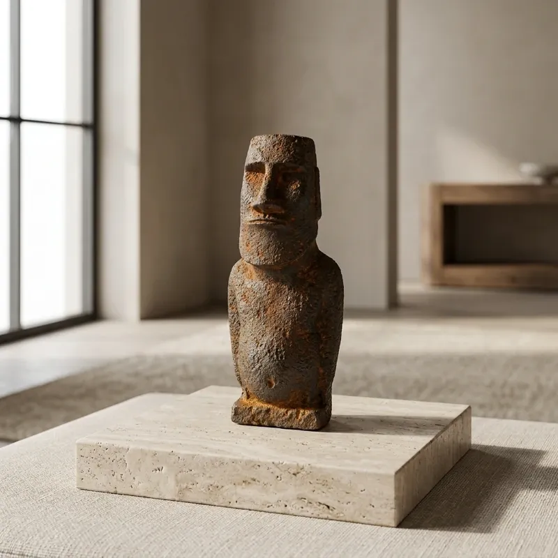 Natural Rust Iron & Resin Moai Statue – Timeless Artistry & Artistic Ambience-2