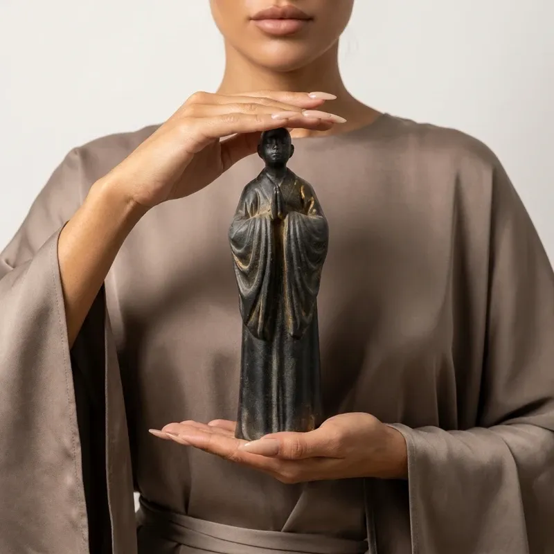 Natural Rust Iron Resin Monk Statuette for Inner Peace & Spiritual Serenity-1