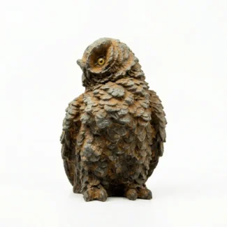Natural Rust Iron & Resin Owl Figurine for Timeless Wisdom & Scholarly Elegance