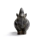 Natural Rust Iron & Resin Rhino Figurine for Home Protection & Wealth Guarding