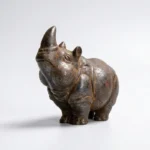 Natural Rust Iron & Resin Rhino Figurine for Home Protection & Wealth Guarding-3