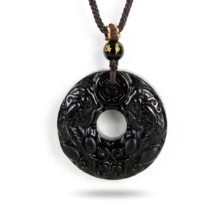 Obsidian Obsidian Pixiu Safety Buckle Necklace – Wealth Protection & Peace of Mind-1