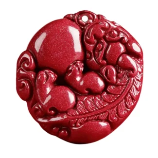 Purple Gold Sand Pixiu Pendant Cinnabar Necklace – Prosperity Protection & Inner Peace