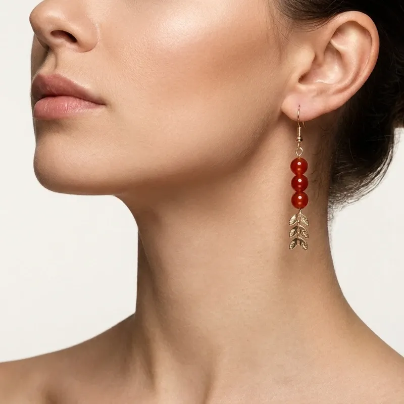 Red Agate Earrings for Inner Harmony & Auspicious Energy-1