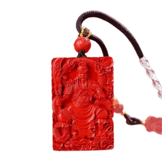 Red Cinnabar Guan Gong Pendant – Protection Prosperity & Inner Peace