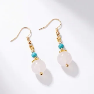 Rose Quartz Dangle Earrings for Love & Inner Peace-1