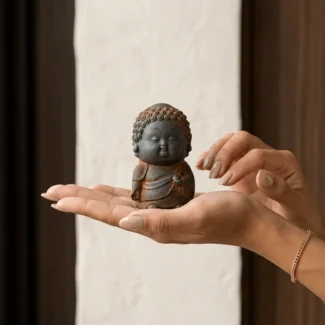 Standing Fat Buddha Iron & Resin Zen Ornament – Mindfulness, Protection & Inner Peace-1