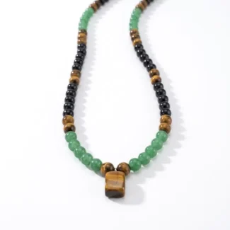 Tigers Eye & Obsidian Necklace – Courage Protection & Grounding Energy