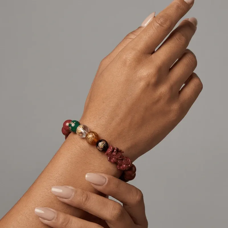 cinnabar-pixiu-wealth-bracelet-luxury-model-wrist