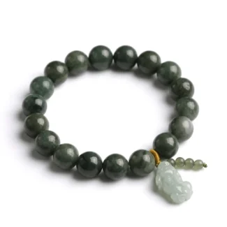 dark-green-jade-beaded-bracelet-with-pixiu-charm