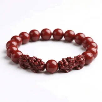 red-cinnabar-pixiu-beaded-bracelet